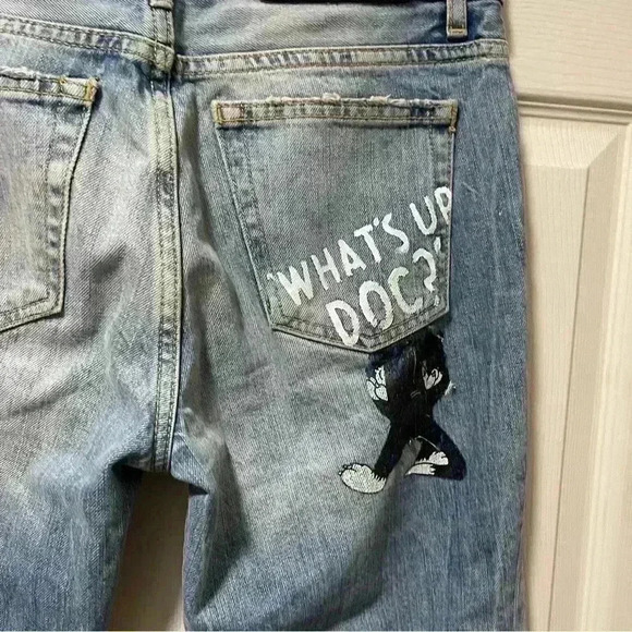 Zara Looney Tunes Distressed Ankle Jeans Sz 2 - Picture 15 of 15